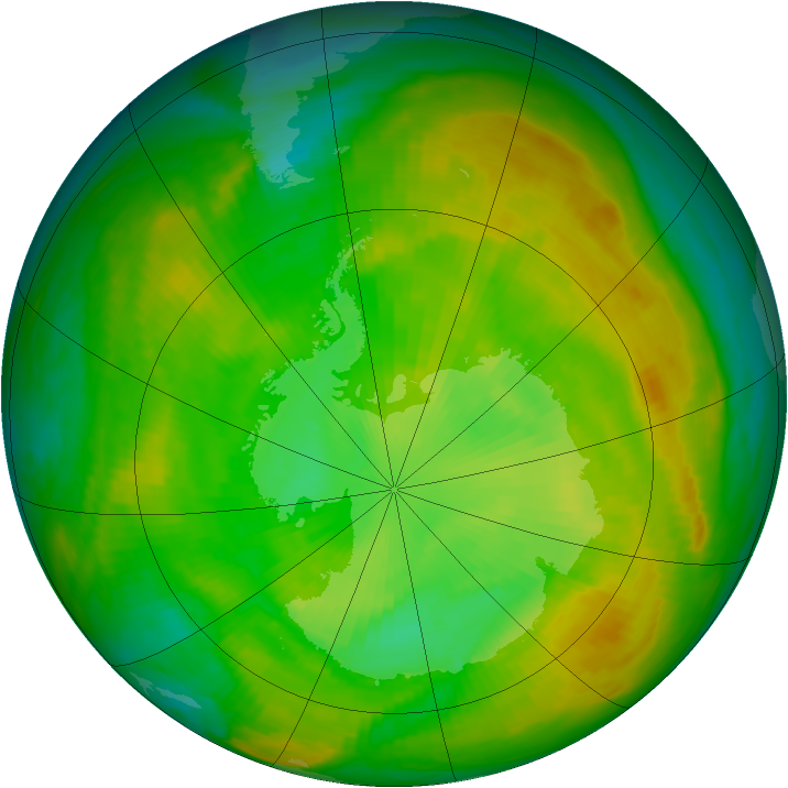Antarctic ozone map for 17 December 1979
